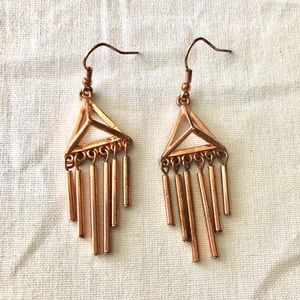 Vintage bronze triangle dangle pierced earrings